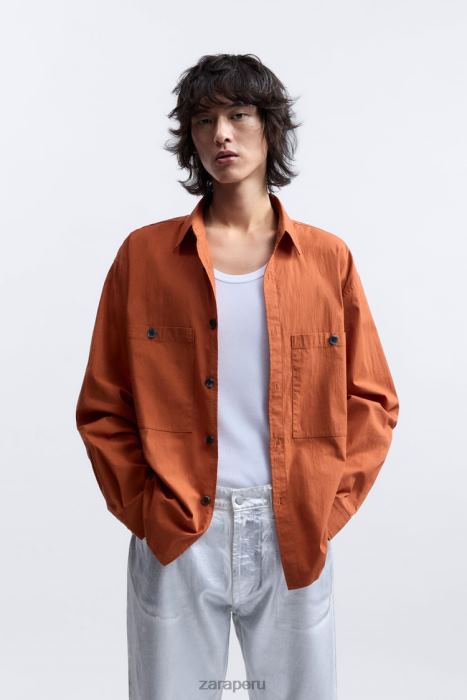 Zara hombres camisa holgada edición limitada BDP8J1189 ropa naranja