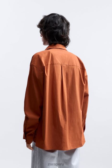 Zara hombres camisa holgada edición limitada BDP8J1189 ropa naranja