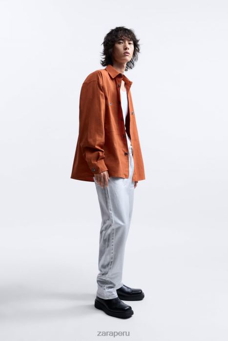 Zara hombres camisa holgada edición limitada BDP8J1189 ropa naranja