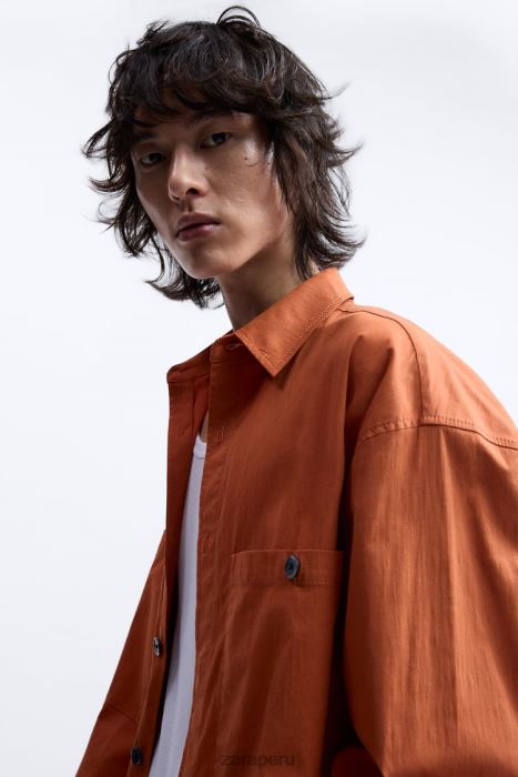Zara hombres camisa holgada edición limitada BDP8J1189 ropa naranja