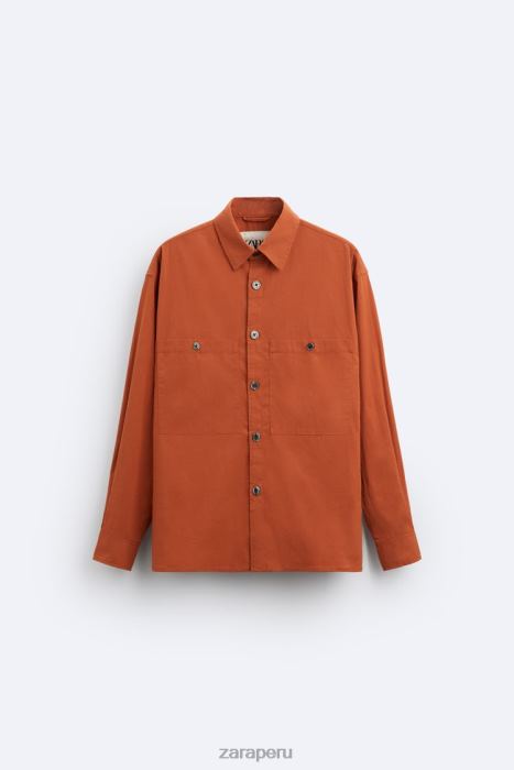 Zara hombres camisa holgada edición limitada BDP8J1189 ropa naranja