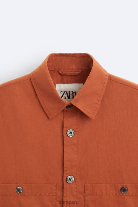 Zara hombres camisa holgada edición limitada BDP8J1189 ropa naranja