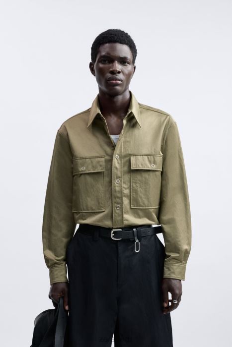 Zara hombres camiseta técnica edición limitada BDP8J1182 ropa verde oliva