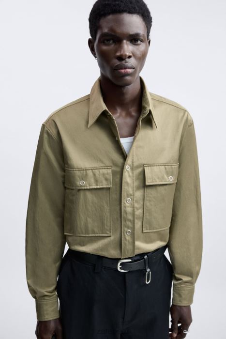 Zara hombres camiseta técnica edición limitada BDP8J1182 ropa verde oliva