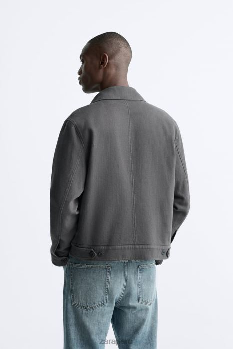 Zara hombres sobrecamisa con bolsillo BDP8J1175 ropa gris carbón