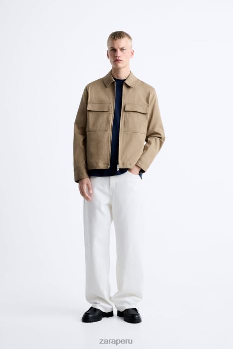 Zara hombres sobrecamisa con bolsillo BDP8J1179 ropa arena