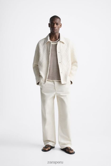 Zara hombres sobrecamisa en jacquard geométrico BDP8J1177 ropa crudo