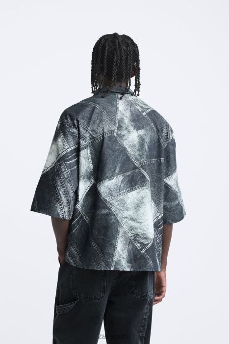 Zara hombres sobrecamisa vaquera BDP8J1170 ropa impreso