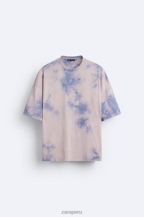 Zara hombres camiseta con estampado tie-dye BDP8J1202 ropa lila