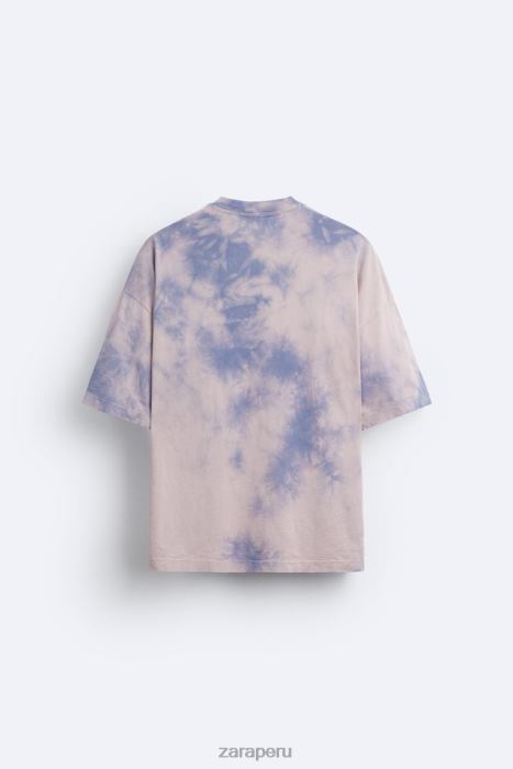 Zara hombres camiseta con estampado tie-dye BDP8J1202 ropa lila