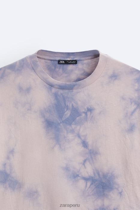 Zara hombres camiseta con estampado tie-dye BDP8J1202 ropa lila