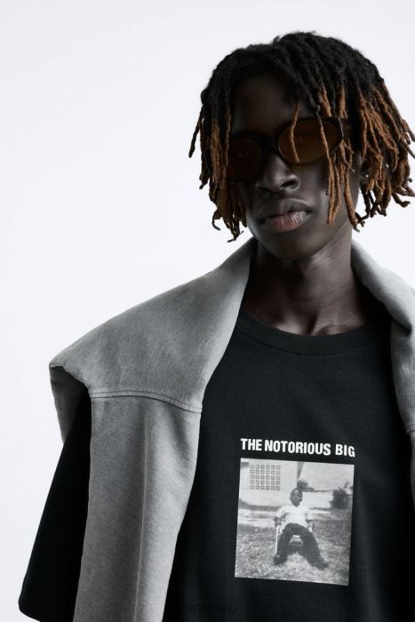 Zara hombres camiseta the notorious b.i.g.brooklyn mint BDP8J1217 ropa negro