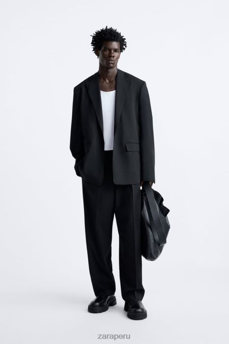 Zara hombres blazer con ribete irregular BDP8J1160 ropa negro