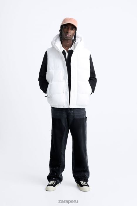 Zara hombres chaleco acolchado con capucha BDP8J1112 ropa blanco