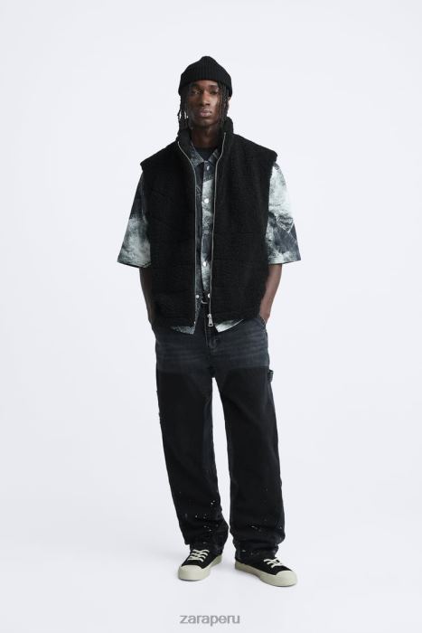 Zara hombres chaleco polar BDP8J1111 ropa negro
