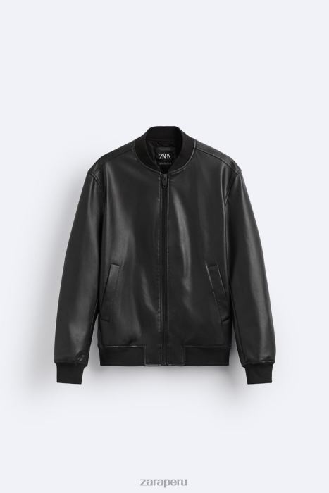 Zara hombres chaqueta bomber de piel sintética BDP8J1119 ropa negro