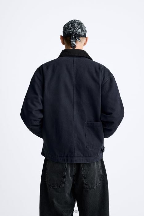 Zara hombres chaqueta con cuello mixto BDP8J1106 ropa azul