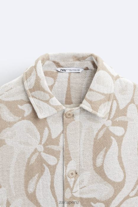 Zara hombres chaqueta con estampado floral BDP8J1116 ropa beige