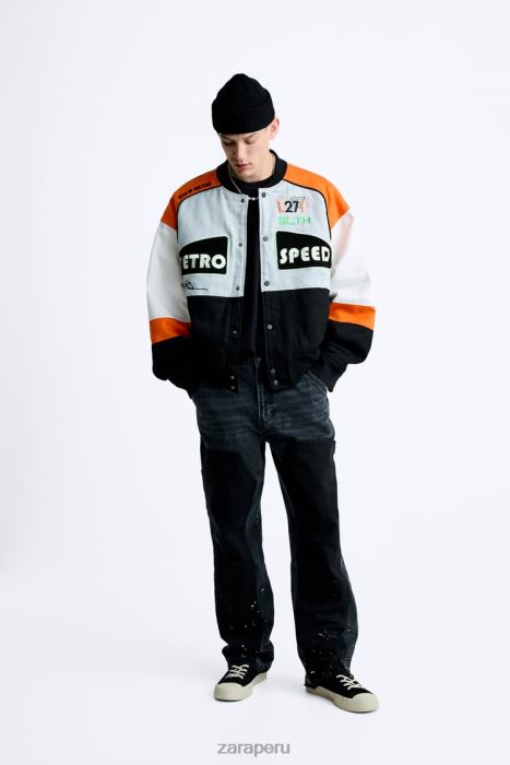 Zara hombres chaqueta con parches color block BDP8J1109 ropa multicolor