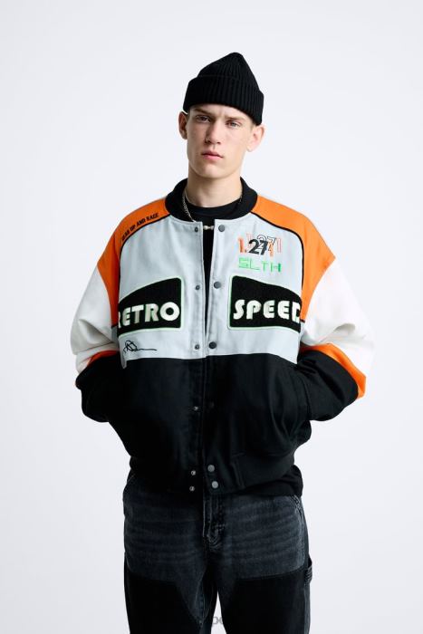 Zara hombres chaqueta con parches color block BDP8J1109 ropa multicolor