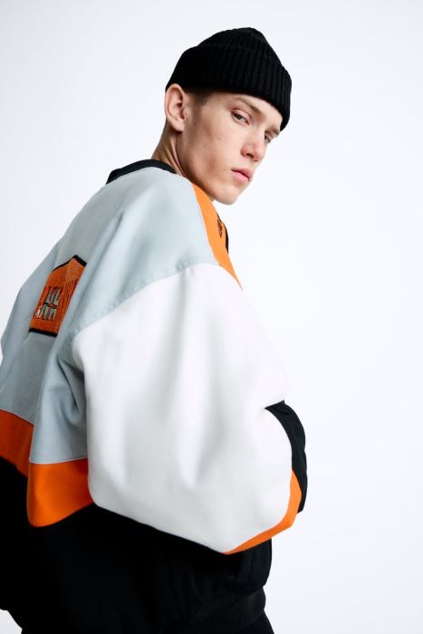 Zara hombres chaqueta con parches color block BDP8J1109 ropa multicolor