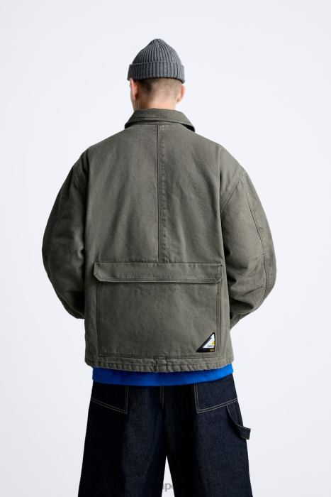 Zara hombres chaqueta de bolsillo BDP8J1107 ropa gris claro