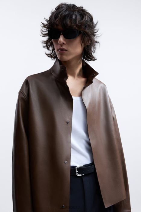 Zara hombres chaqueta de cuero edición limitada BDP8J1122 ropa marrón/topo