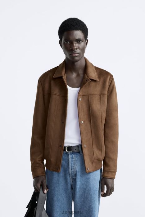 Zara hombres chaqueta de gamuza sintética BDP8J1120 ropa cuero