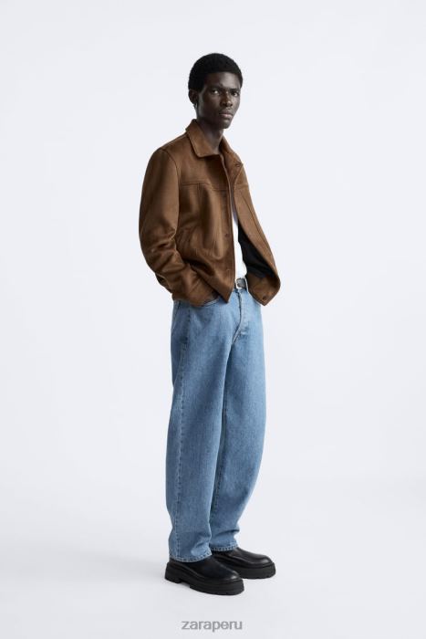 Zara hombres chaqueta de gamuza sintética BDP8J1120 ropa cuero