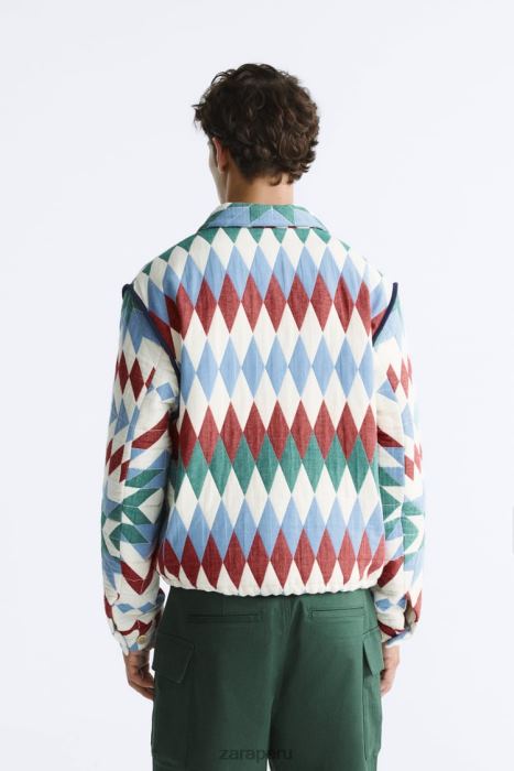 Zara hombres chaqueta de jacquard con diamantes BDP8J1117 ropa multicolor