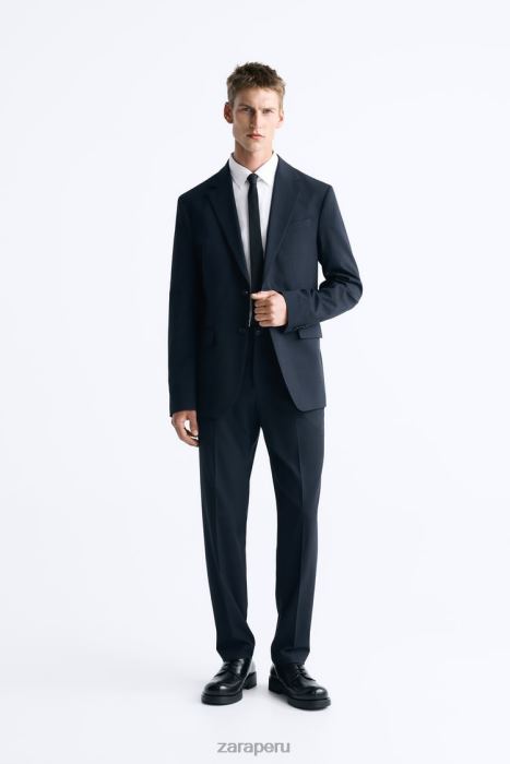 Zara hombres chaqueta de traje a cuadros BDP8J1163 ropa Azul marino