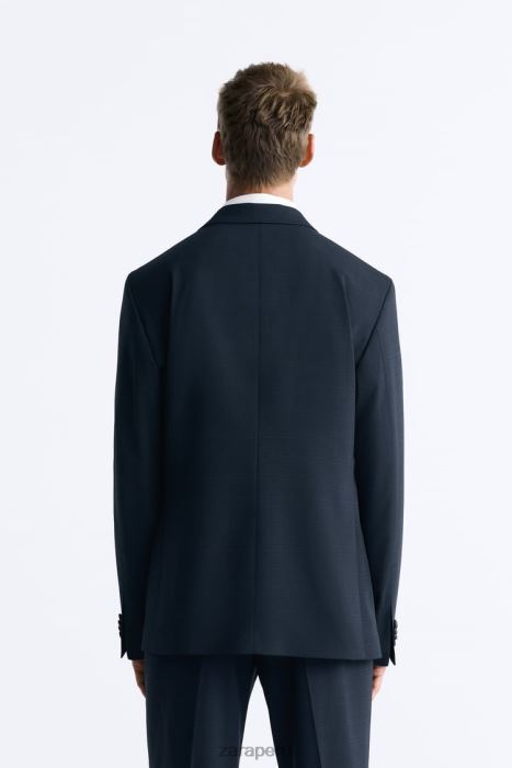 Zara hombres chaqueta de traje a cuadros BDP8J1163 ropa Azul marino