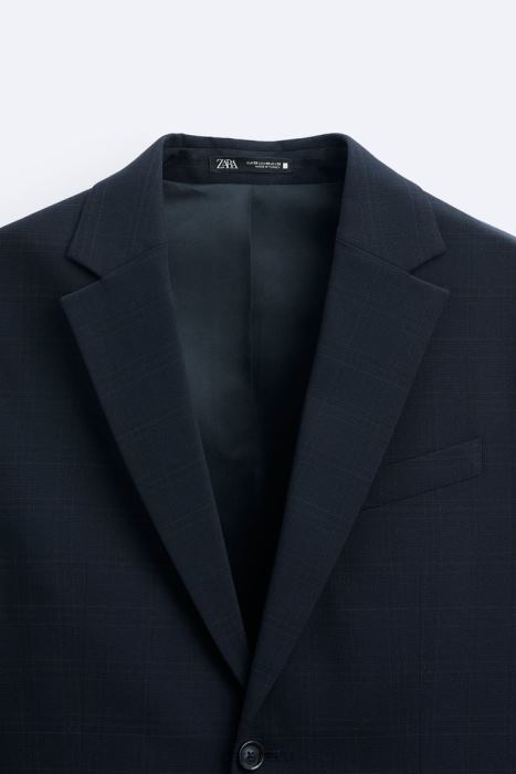 Zara hombres chaqueta de traje a cuadros BDP8J1163 ropa Azul marino