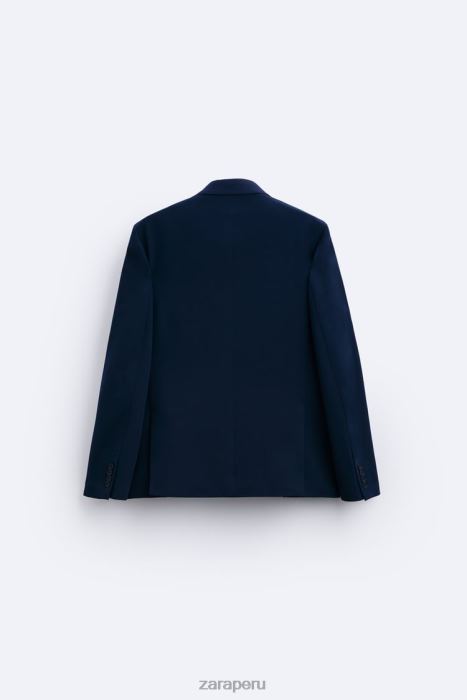 Zara hombres chaqueta de traje ajustada BDP8J1139 ropa Azul marino