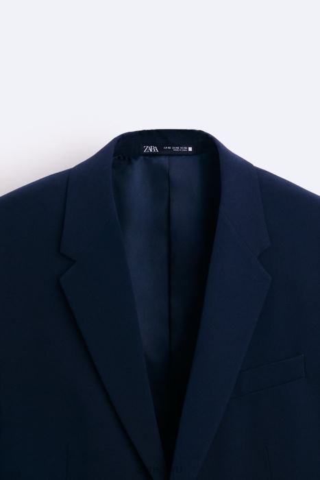 Zara hombres chaqueta de traje ajustada BDP8J1139 ropa Azul marino