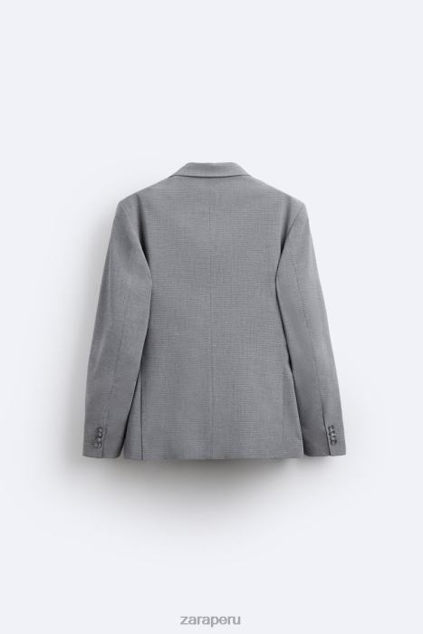 Zara hombres chaqueta de traje con textura cuadrada BDP8J1138 ropa gris