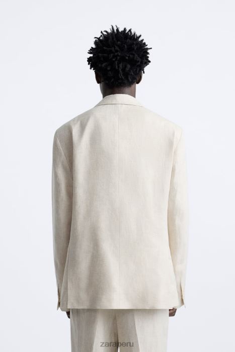 Zara hombres chaqueta de traje en 100% lino BDP8J1156 ropa beige claro