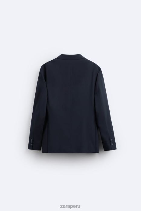 Zara hombres chaqueta de traje texturizada BDP8J1136 ropa Azul marino