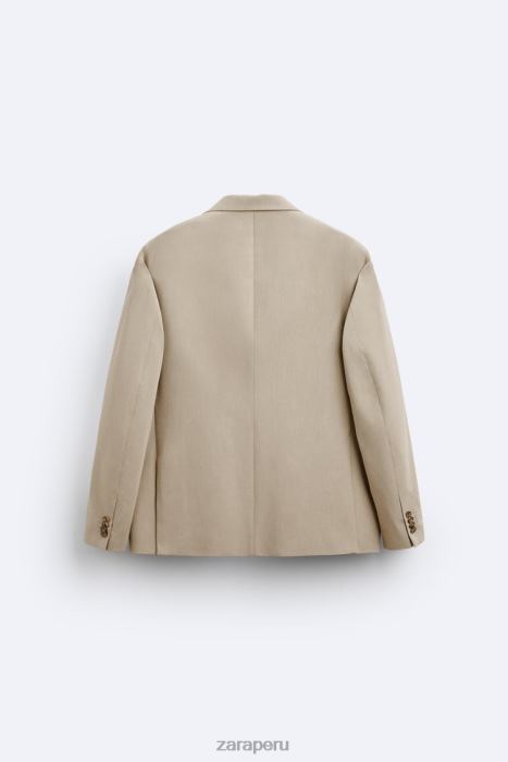 Zara hombres chaqueta de traje texturizada BDP8J1141 ropa bronceado suave
