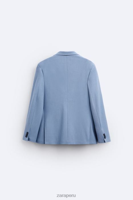 Zara hombres chaqueta de traje texturizada BDP8J1144 ropa cielo azul