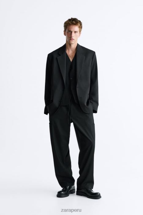 Zara hombres chaqueta oversize de 100% lana BDP8J1151 ropa negro