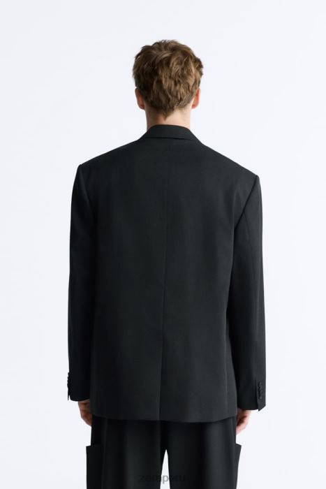 Zara hombres chaqueta oversize de 100% lana BDP8J1151 ropa negro