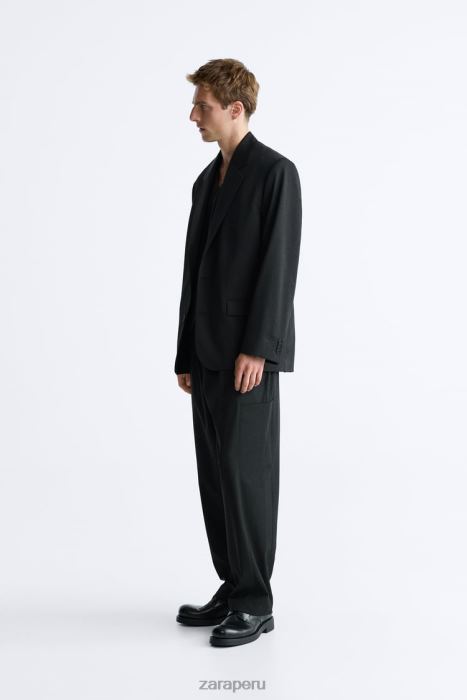 Zara hombres chaqueta oversize de 100% lana BDP8J1151 ropa negro