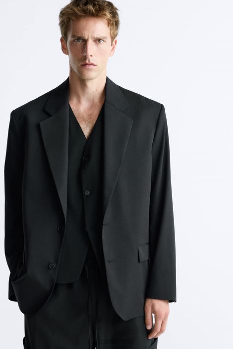 Zara hombres chaqueta oversize de 100% lana BDP8J1151 ropa negro