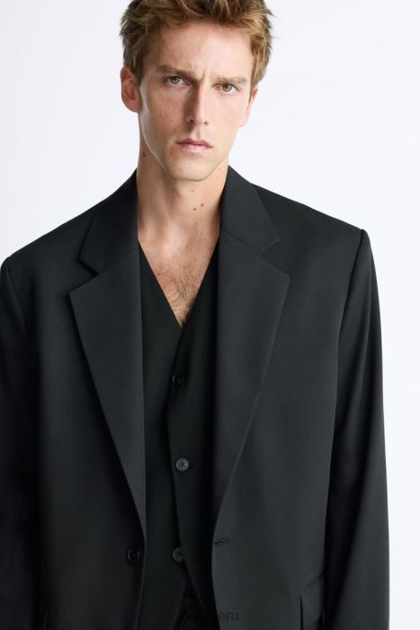 Zara hombres chaqueta oversize de 100% lana BDP8J1151 ropa negro