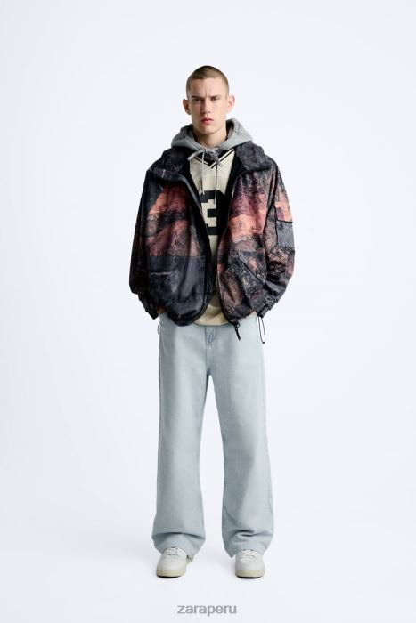 Zara hombres chaqueta técnica con estampado abstracto BDP8J1105 ropa multicolor