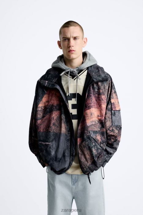 Zara hombres chaqueta técnica con estampado abstracto BDP8J1105 ropa multicolor