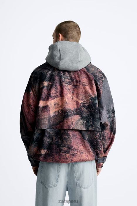 Zara hombres chaqueta técnica con estampado abstracto BDP8J1105 ropa multicolor