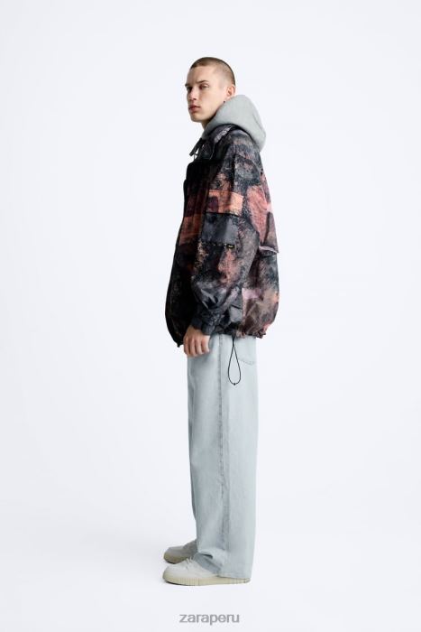 Zara hombres chaqueta técnica con estampado abstracto BDP8J1105 ropa multicolor