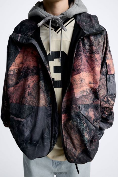 Zara hombres chaqueta técnica con estampado abstracto BDP8J1105 ropa multicolor